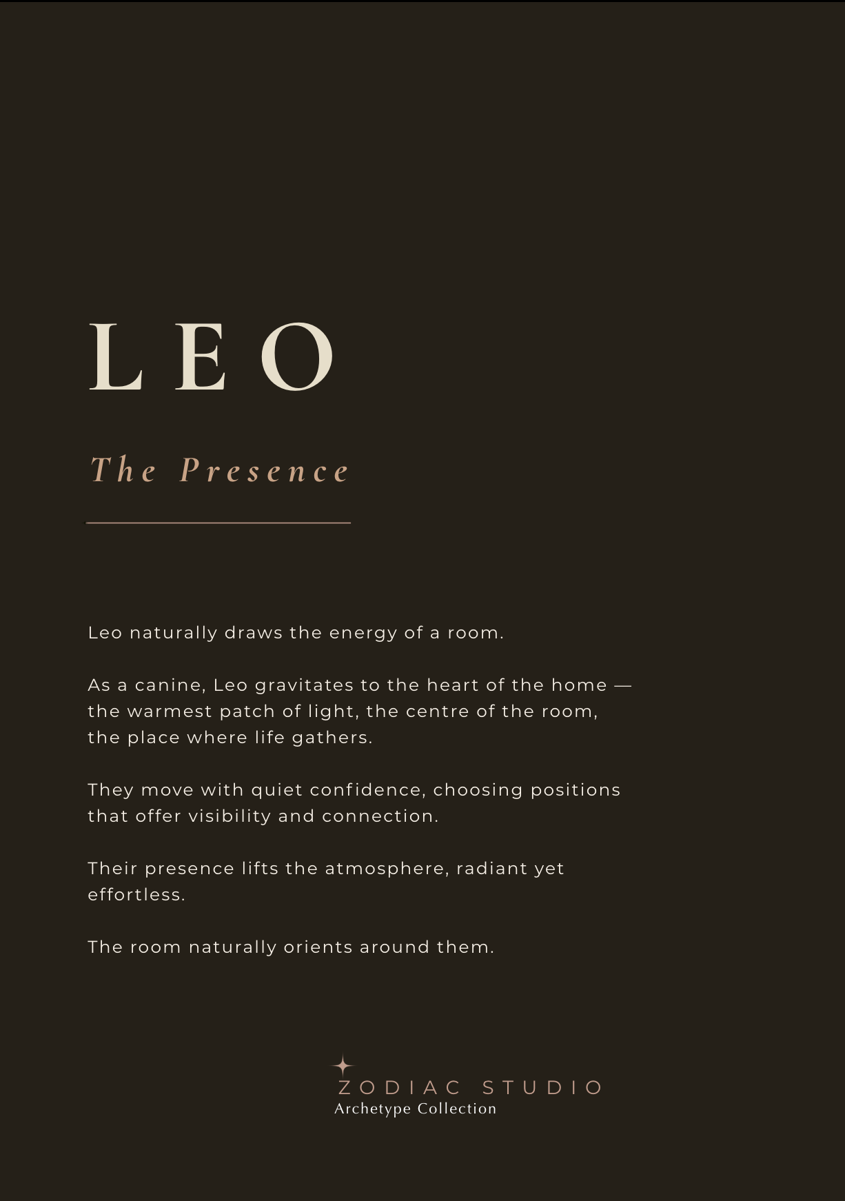 Leo zodiac print in Espresso