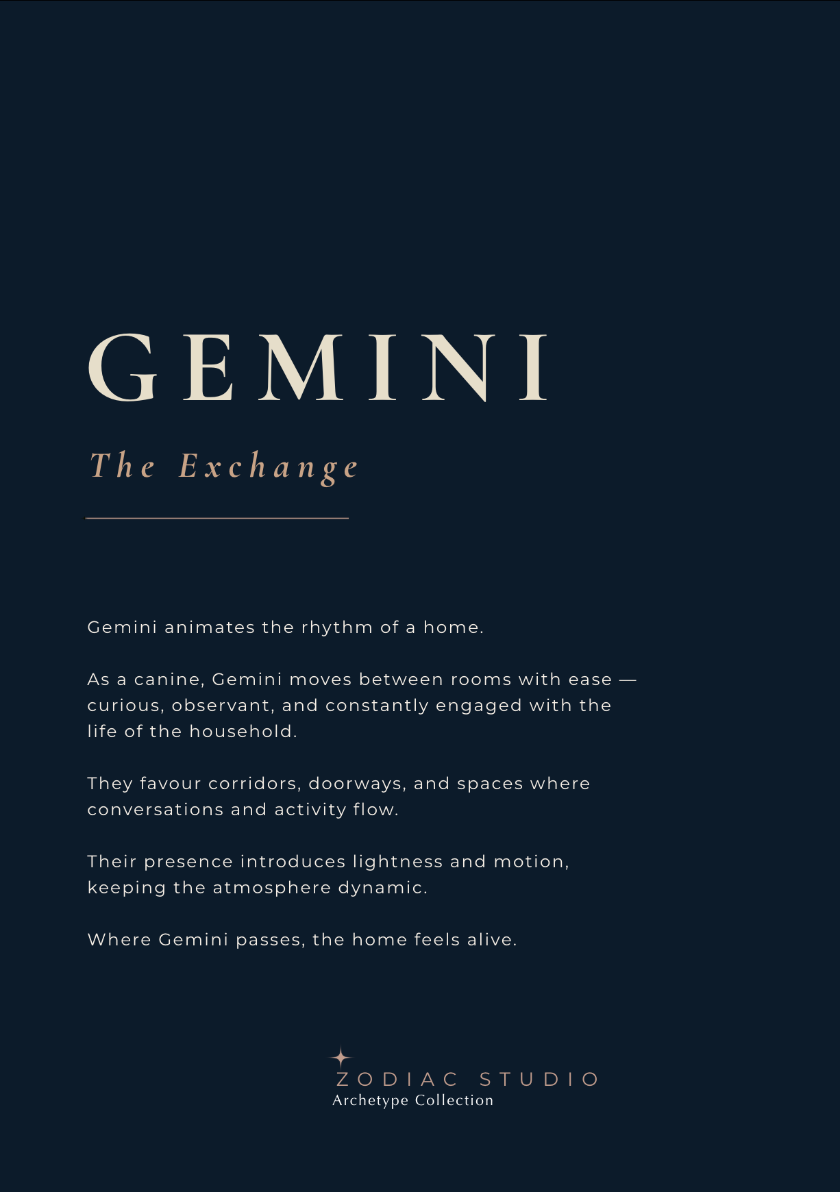 Gemini-zodiac-print in Midnight