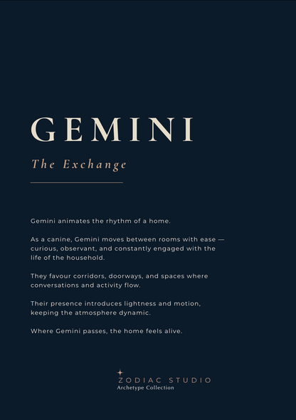 Gemini-zodiac-print in Midnight