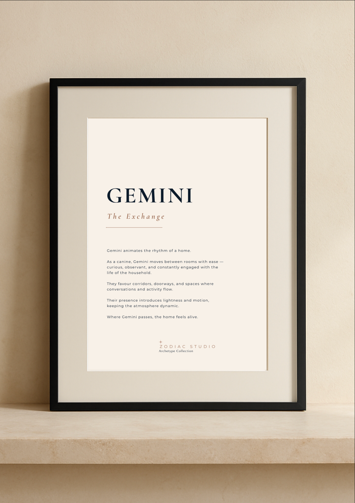 Gemini-zodiac-print in Sand