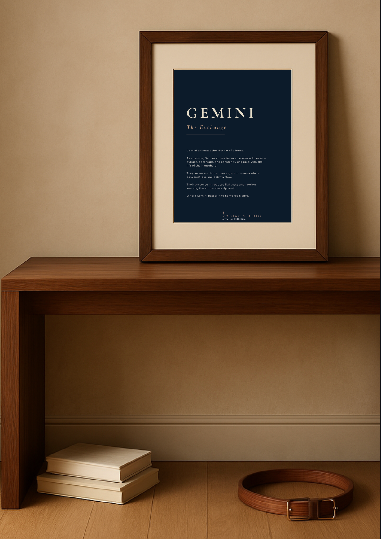 Gemini-zodiac-print in Midnight