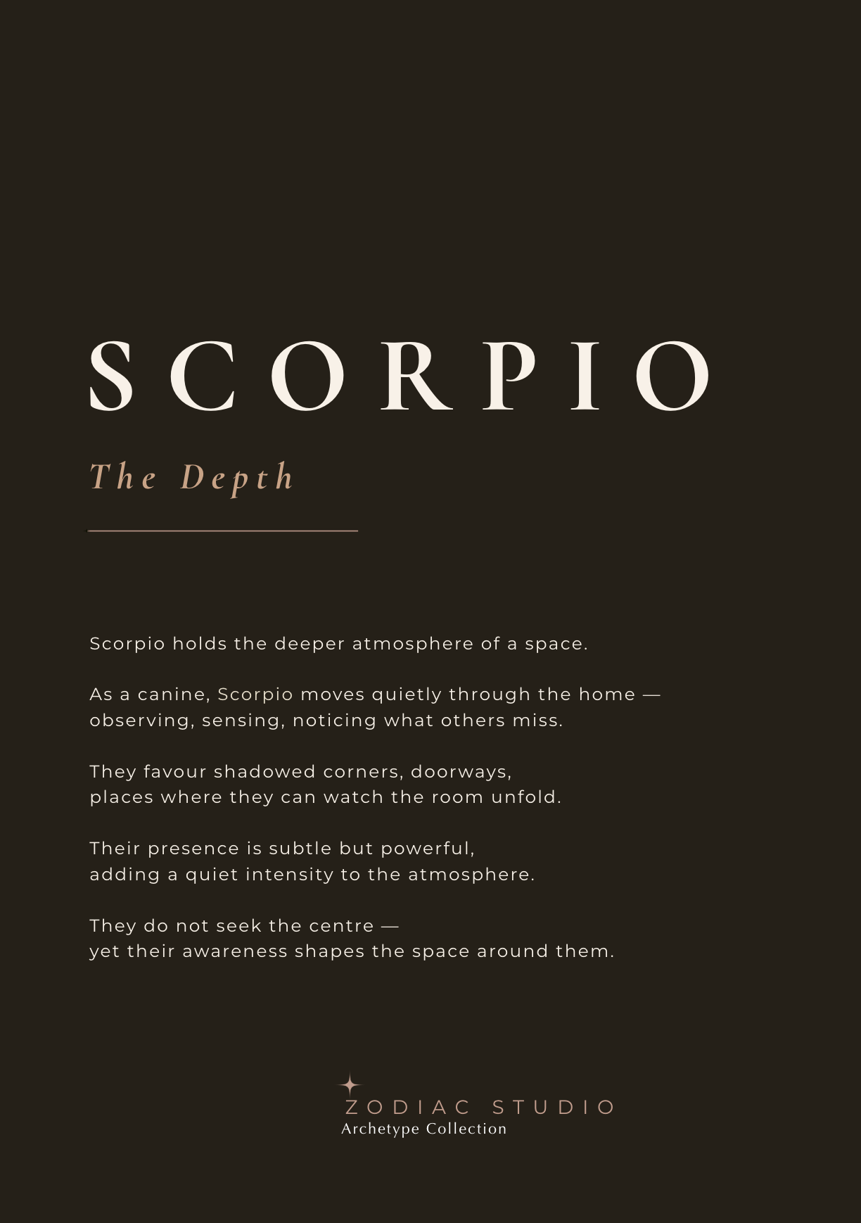 Scorpio zodiac print in Espresso