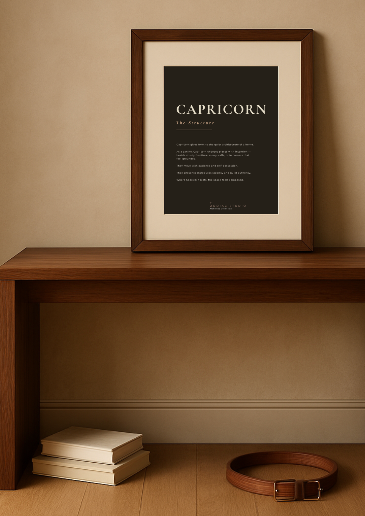 Capricorn zodiac print in Espresso